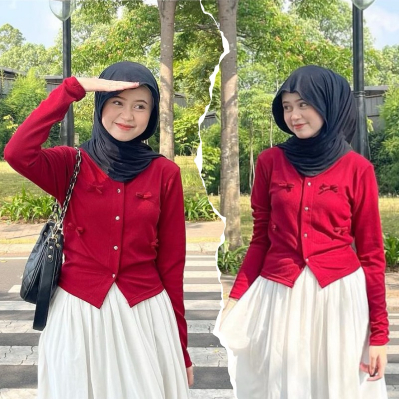 Elaura Crop Cardi Pita Coquette-Cardigan Coquette-Cardigan Knit-Cardigan Pita-Cardigan Wanita