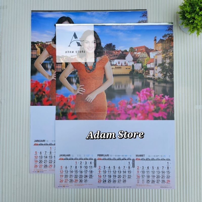 Kalender tahun 2025 Artis & pemandangan AO 133 4 lembar 3 bulanan ukuran 38 x 54 cm(terima castume c