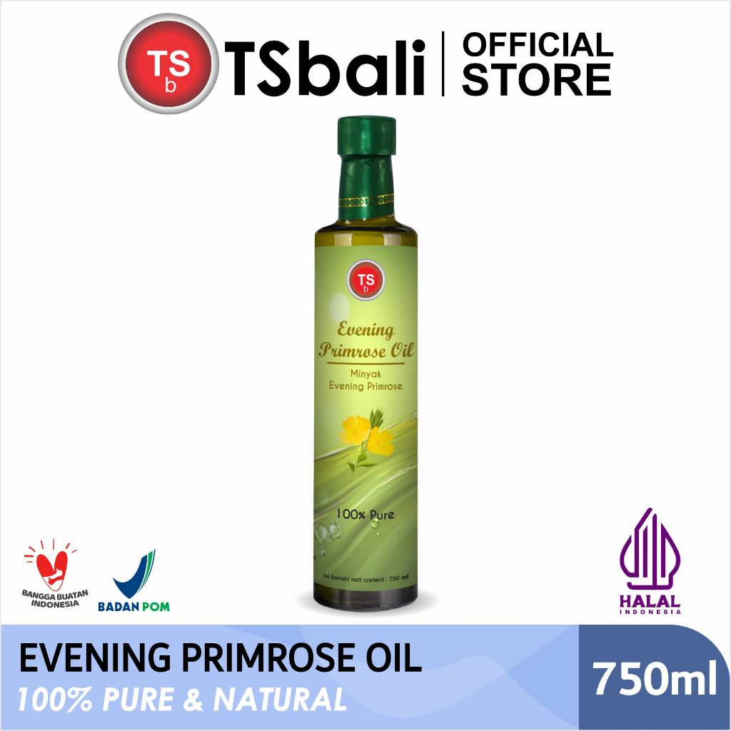 

TSb - Evening Primrose Oil Minyak Evening Primrose TSBali 100% Murni & Alami Cold Pressed Unrefined Food Grade 750ml