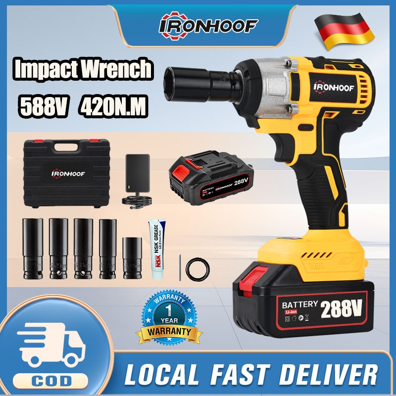 588V Impact Wrench Brushless motor 420N.M cordless mesin impact tekiro inpek pembuka baut