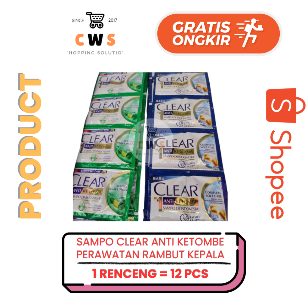 CLEAR Anti Ketombe Shampoo Sampo Gel Cair Complete Soft Care Menthol Sachet - 1 Renceng / 12 Pcs