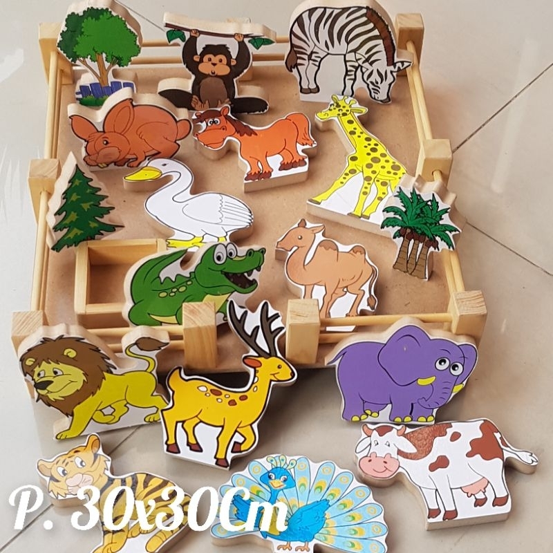 Balok Kebun Binatang/Balok Binatang/Balok Hewan/Maket Binatang/Hewan