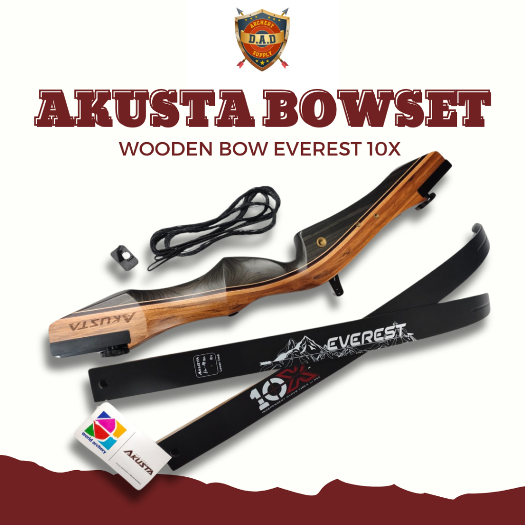 AKUSTA BOWSET WOODEN BOW EVEREST 10X ORIGINAL / WOODEN BOW SET / JUAL LIMBS RISER / BUSUR PANAH PEMU