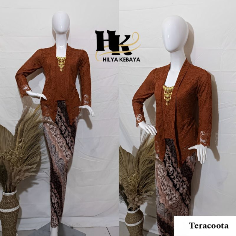 setelan kebaya modern kutubaru brokat atasan kebaya lengan panjang baju kebaya wisuda dan pesta  kon