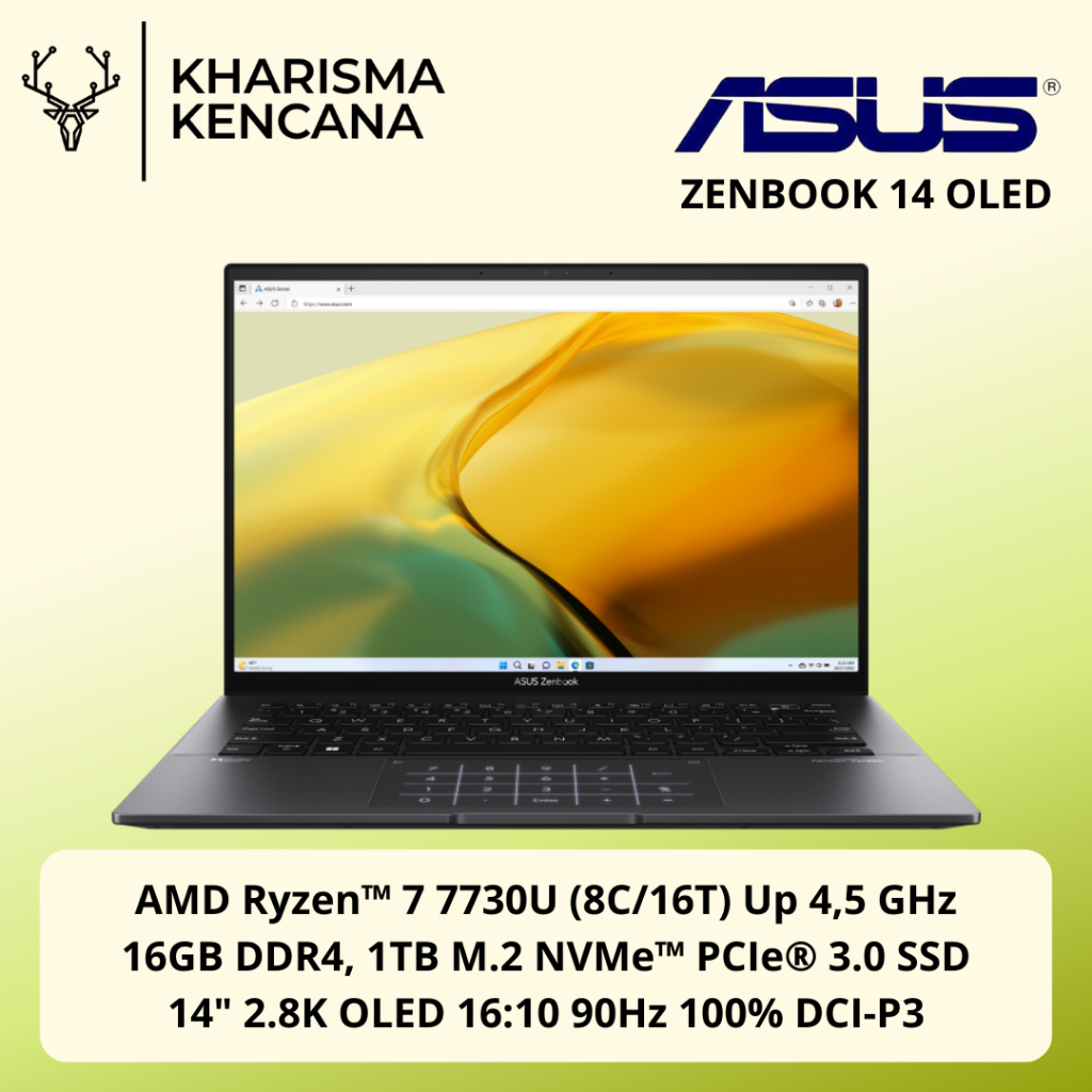 ASUS ZENBOOK 14 OLED UM3402YA WS74T RYZEN 7 7730U 16GB 1TB 14" 2,8K OLED TOUCHSCREEN