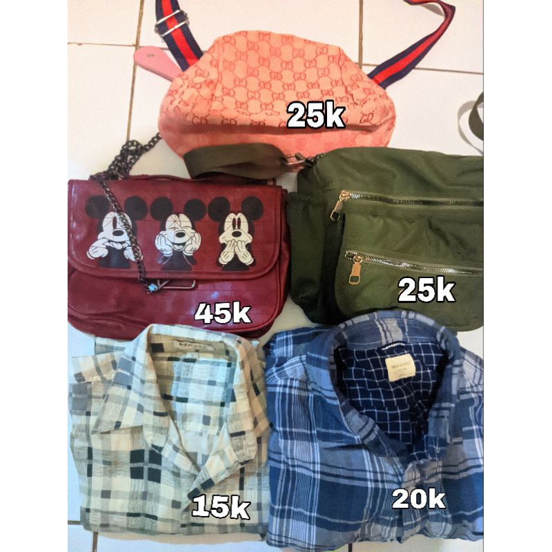 tas preloved murah kemeja tartan