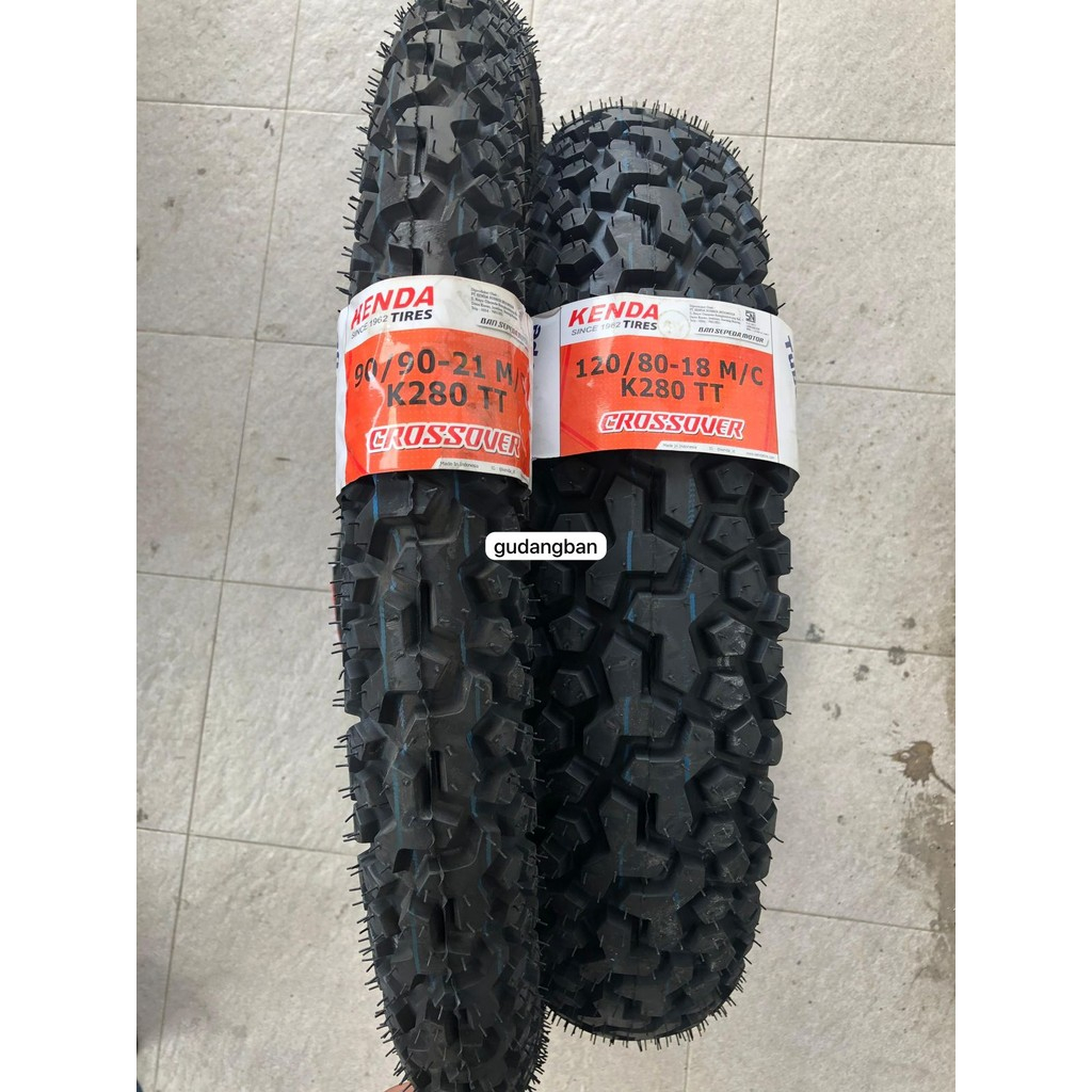 ( PAKET 2 BAN ) Ban KENDA K280 90 90 21 dan 120 80 18 Dual Purpose Semi Trail CRF KLX ORI TUBETYPE