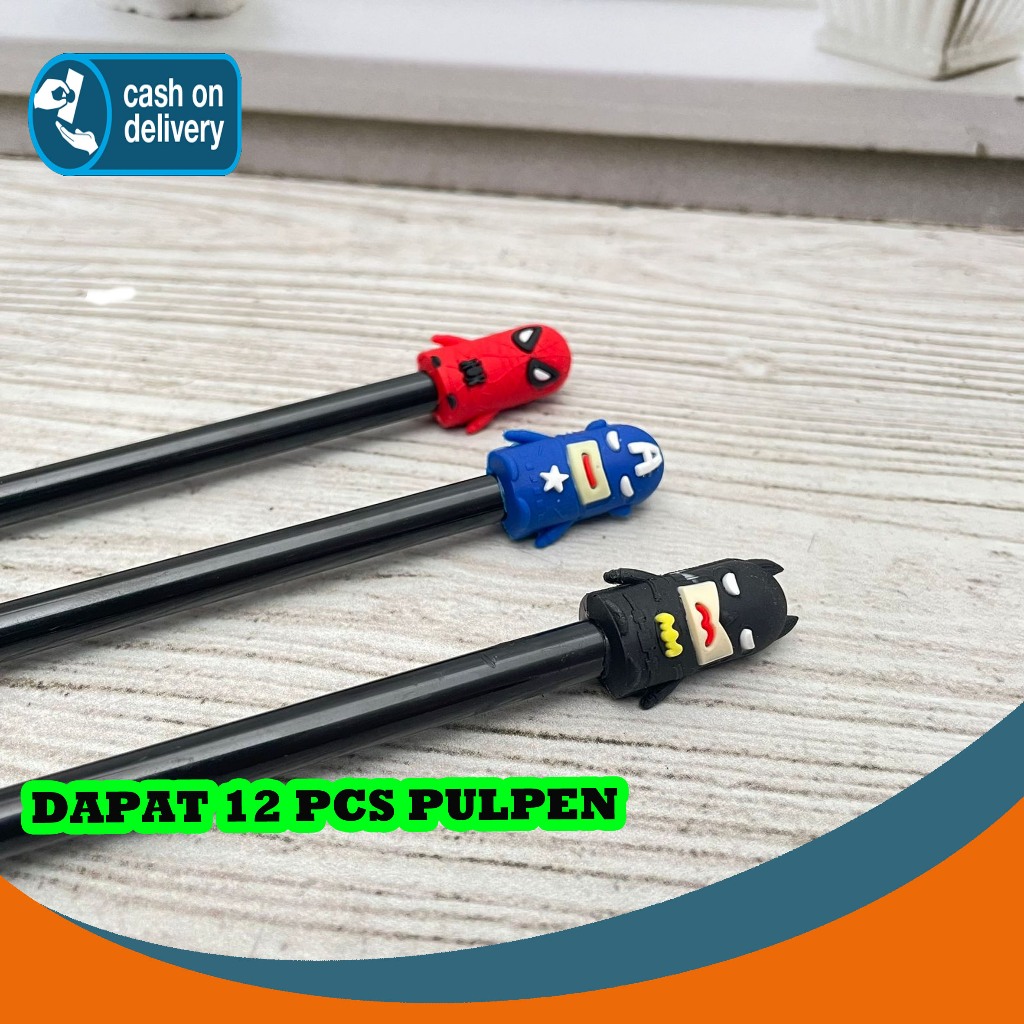 

SELUSIN (12 PCS) PULPEN GEL AVENGER SUPERHERO PG-1484 HERO CAPTAIN AMERICA SPIDERMAN BATMAN PEN PENA BOLPEN BOLPOIN LUCU ANAK ALAT TULIS KANTOR SEKOLAH MURAH TERMURAH COD