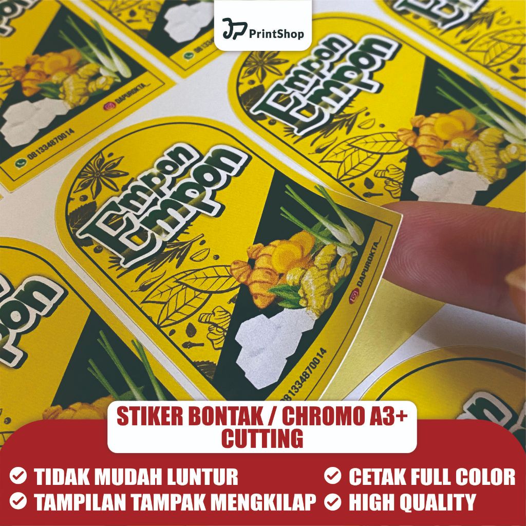 

STIKER LABEL MAKANAN BAHAN BONTAK / STIKER LABEL KEMASAN BAHAN CHROMO / STIKER UNTUK LABEL STEROFOAM