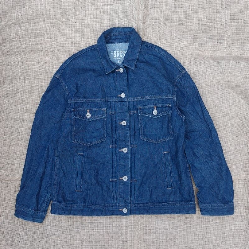 Spao Indigo Type 2 Denim Jacket Trucker Jaket Jeans Vintage Classic Retro Rugged Style