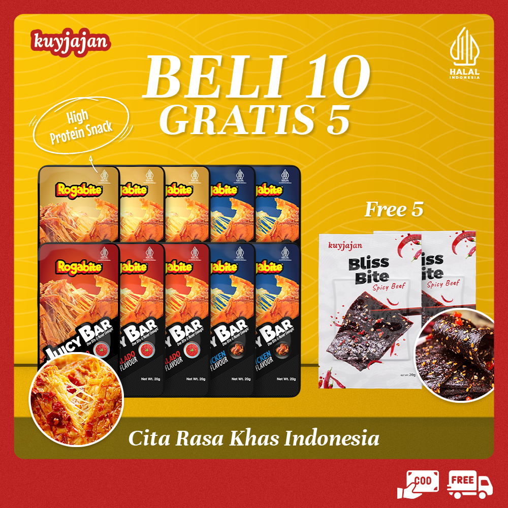 

KuyJajan [HALAL] [BELI 10 GRATIS 5] Juicy Bar Free Bliss Bite | Snack High Protein | Makanan Ringan | Jajanan Halal