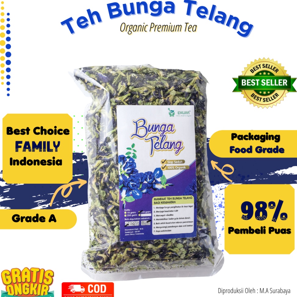 

Super Laris Bunga telang 1 GRAM PREMIUM HALAL Teh Telang KeringTeh BiruButterfly Pea Teh Bunga Telang Kering