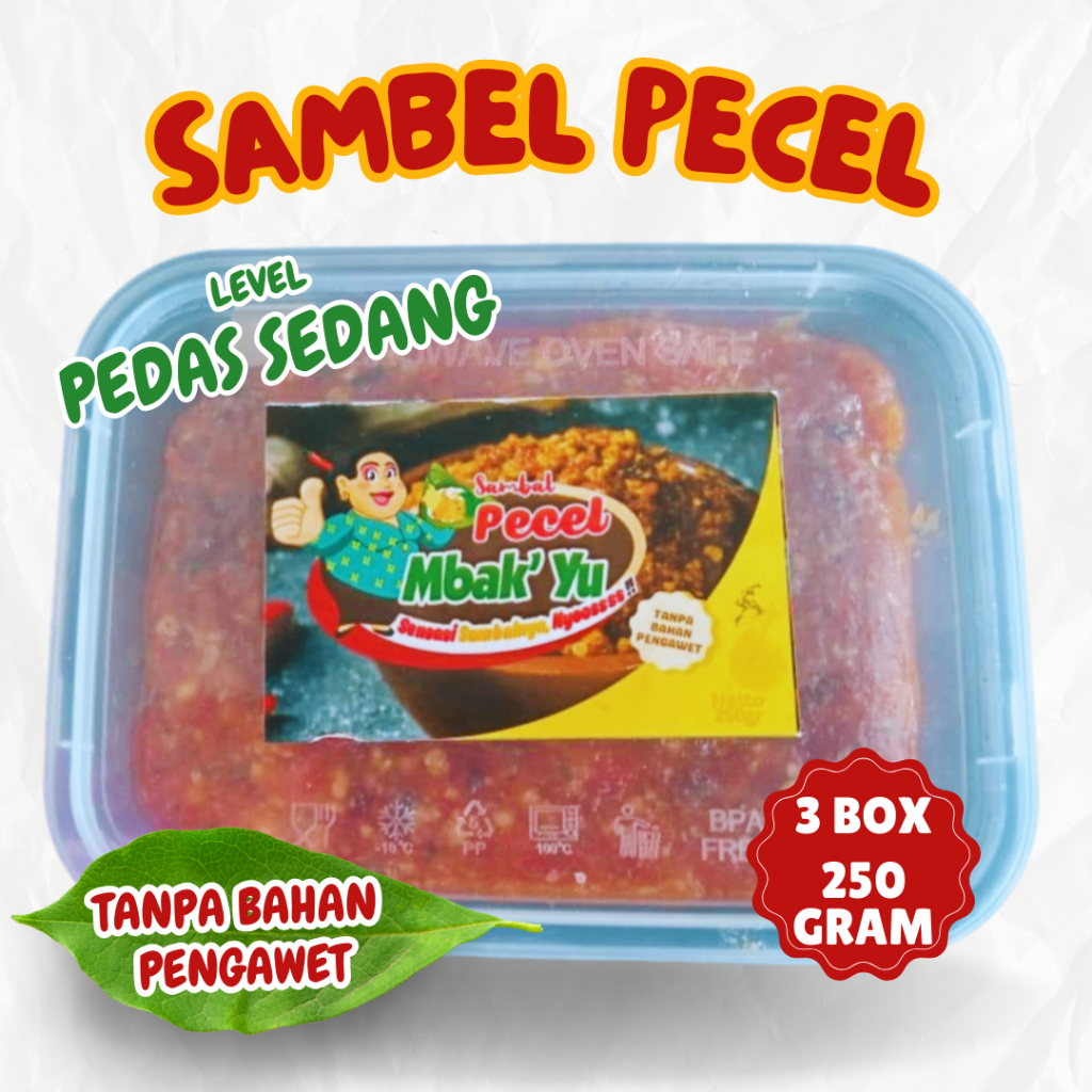 

[3 PCS] Sambel Bumbu Pecel Mba Yu Khas Jawa Timur Level PEDAS SEDANG 3 x 250 Gram (Kediri Sehat Tanpa Pengawet)