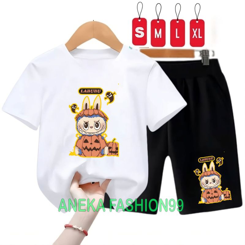 KAOS STELAN ANAK-ANAK USIA 2-13TH MOTIF LABUBU HELLOWEEN