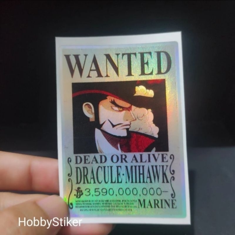 Stiker anime bounty one piece premium chrome - Dracule mihawk untuk mobil pc