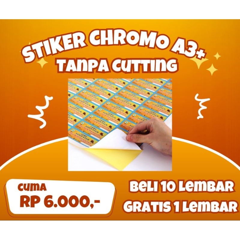 

Sticker Label Kemasan Custom ukuran A3+ TANPA CUTTING