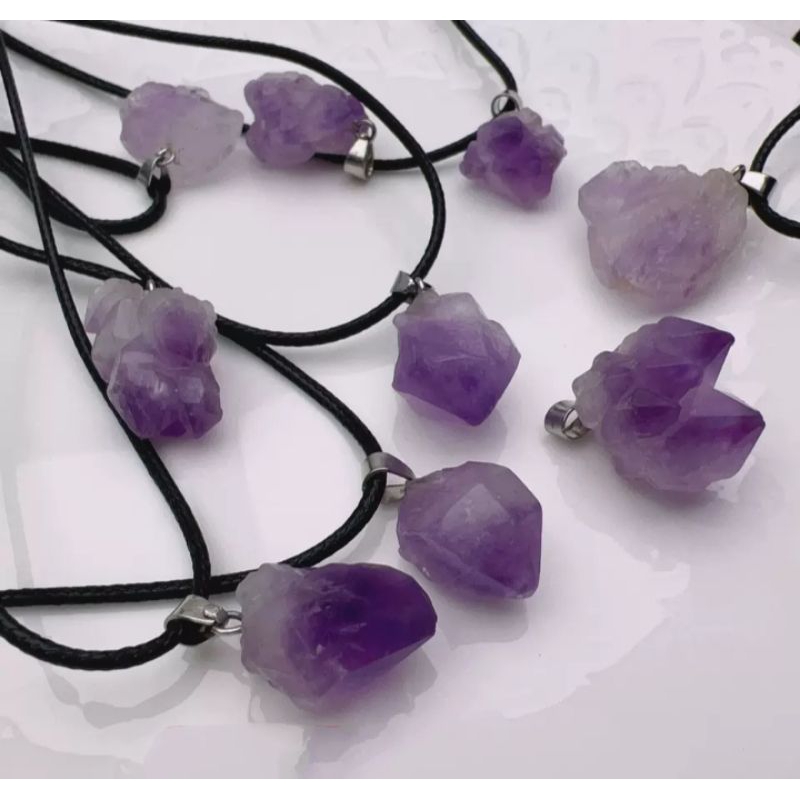 Kalung Liontin Amethyst Alami Liontin Batu Asli Kristal Lavender
