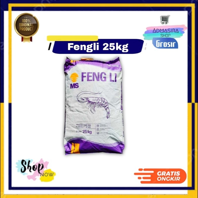 FENGLI 0 FENGLI 1 25KG 1 Karung Sak Pelet Pakan Udang Benih Ikan 25 kg Feng Li Fengli0 FL1
