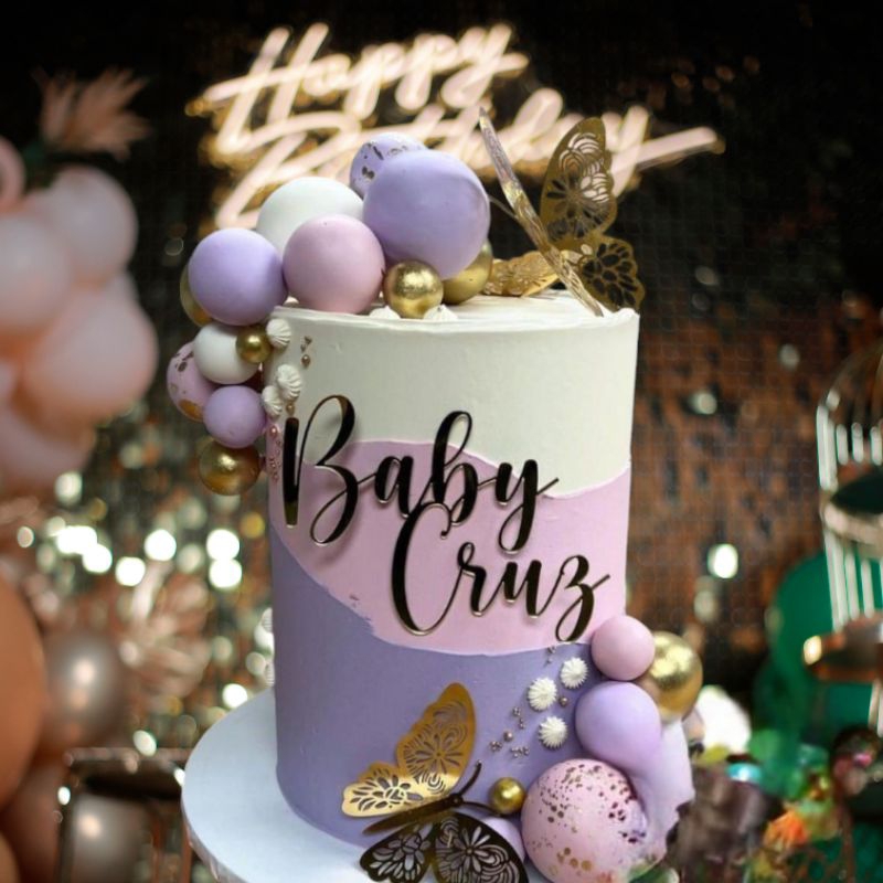 

custom cake baby purple