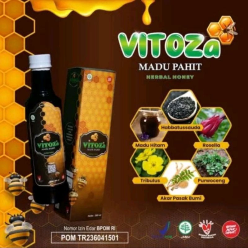 

madu pahit vitozza ukuran 280 ml BPOM/ MUI/ HALAL/ 100% asli .