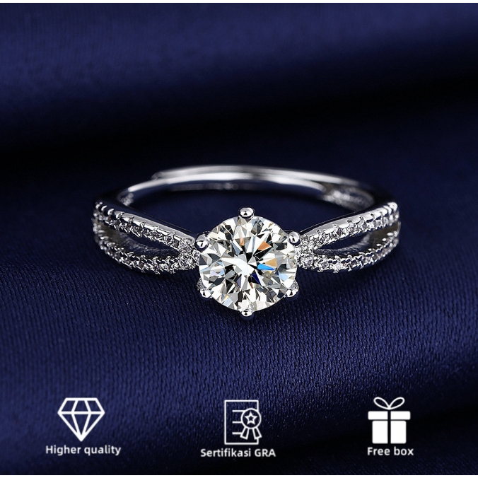 cincin permata Cincin Berlian Moissanite Wanita cincin tunangan couple cincin perak adjustable