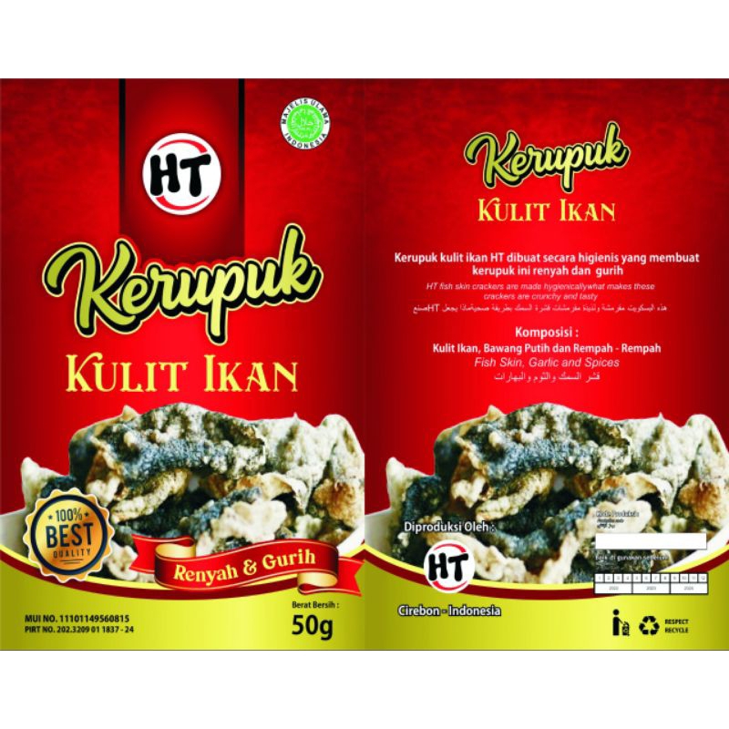 

Krupuk kulit ikan HT asen Cirebon kemasan 50 gram