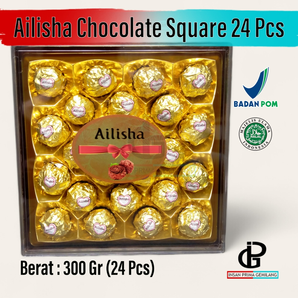 

Ailisha Chocolate Square 24 Pcs 300g / Cokelat Ball / Coklat Hadiah / Cemilan Cokelat