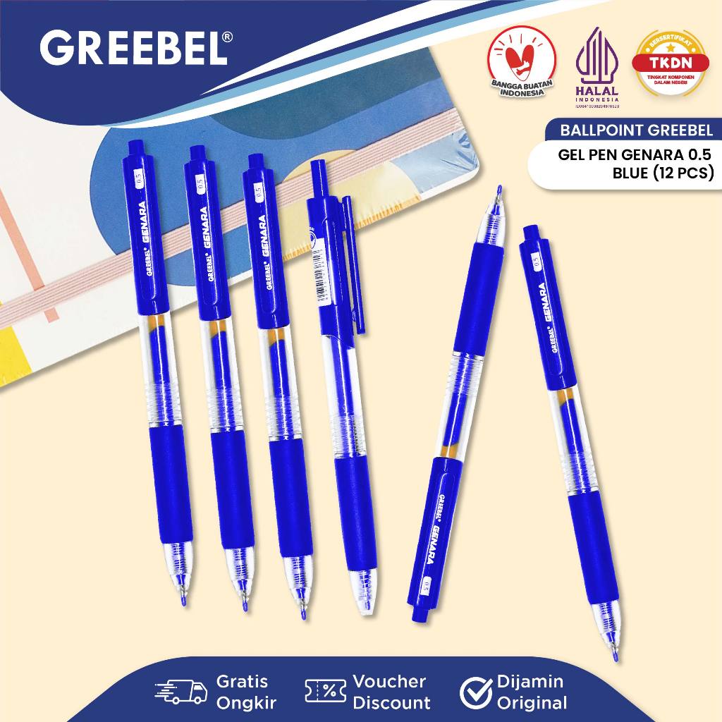 

GREEBEL PULPEN GEL / Gel Pen Genara GP-508 0.5 Biru (12PCS/SET) / Ballpen Gel Ballpoint Bolpen Bolpoin Pena Gel