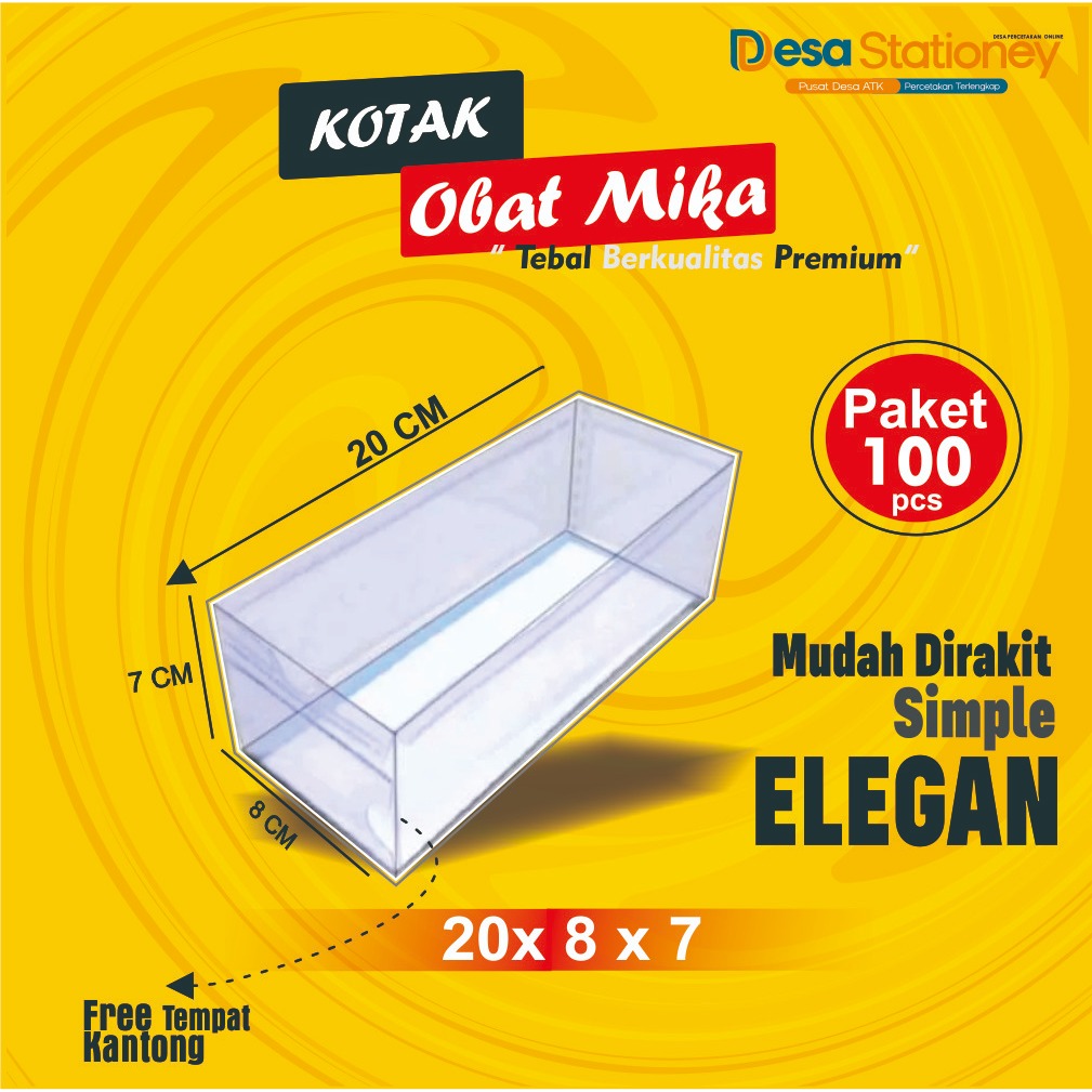 Afbi Print Jual (Paket isi 100)Kotak Obat Mika Apotik Plastik Apotek / Tempat Penyimpanan Obat 20x8x