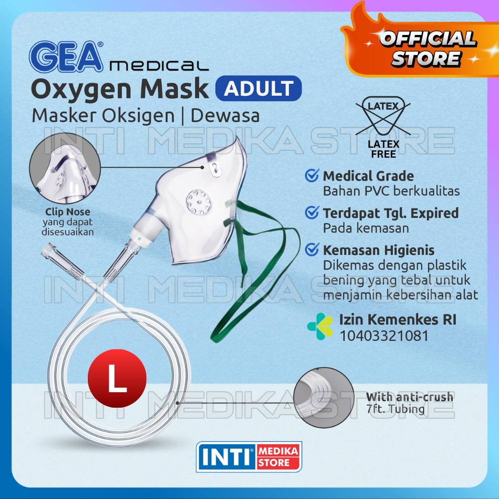 GEA - Oxygen Mask Adult / Masker Oksigen Dewasa