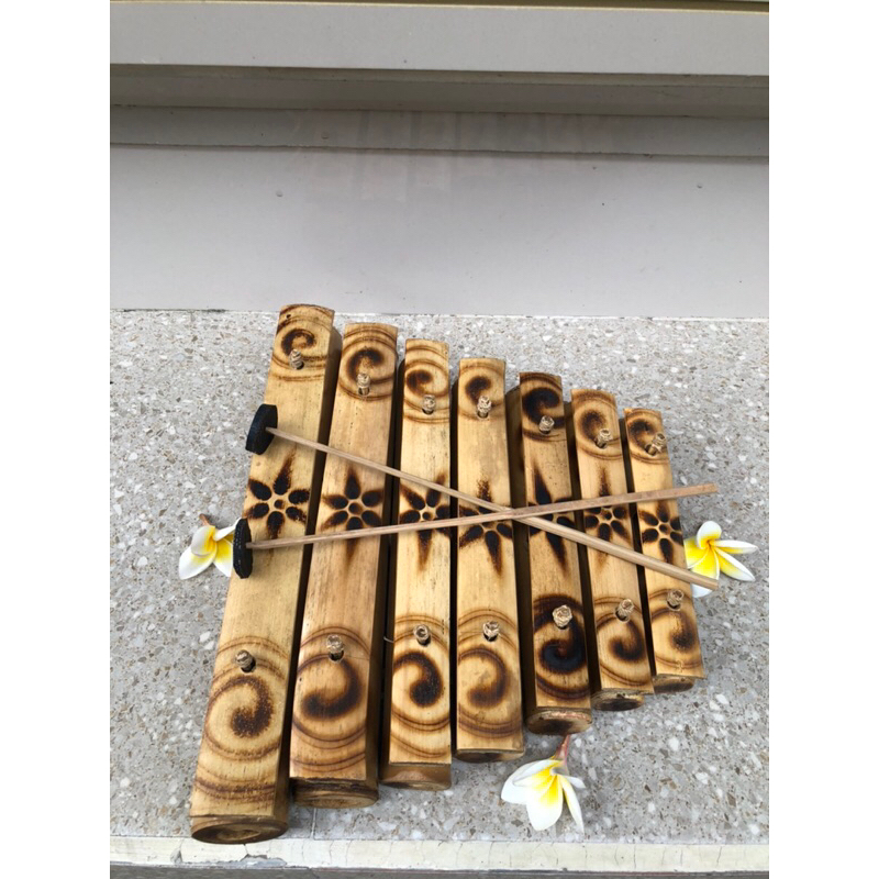 Rindik motif bunga isi 7 Gamelan khas bali Alat musik Rindik Bali Rindik bakar bunga