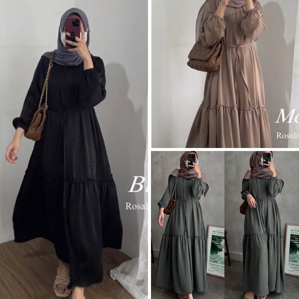 Rachel Midi Dress Busui Long Tunik Baju Gamis Fashion Wanita Muslim Terbaru 2023 Dewasa Remaja Kekin