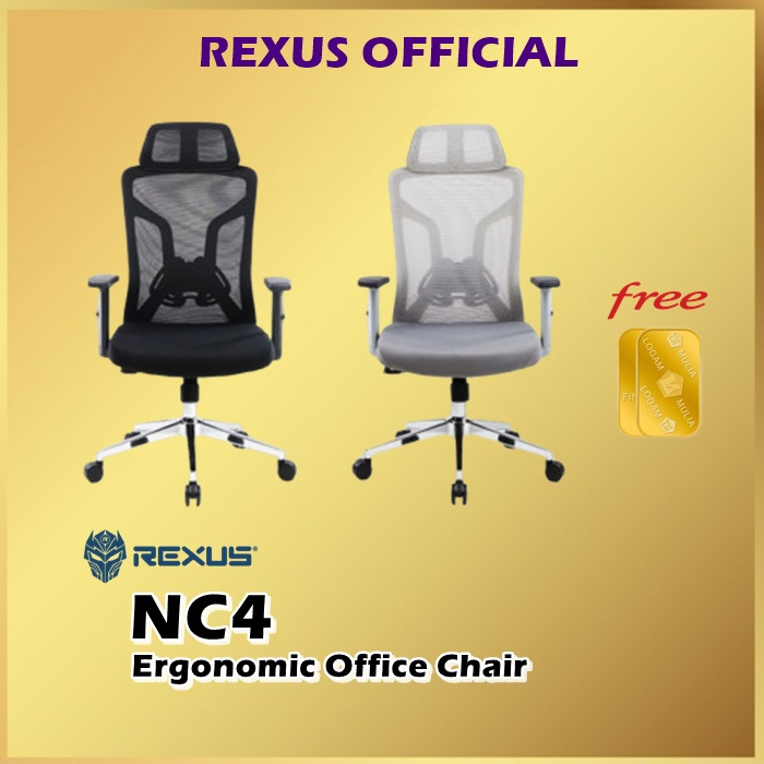 Rexus NC4 Ergonomic Office Chair Kursi Kantor NC-4 Adjustable Headrest