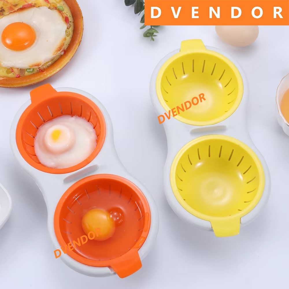 [DVENDORTOOL] Alat Rebus Telur Microwave Double Cup | Wadah Kukus Telur Plastik PP dengan Tutup | Ce