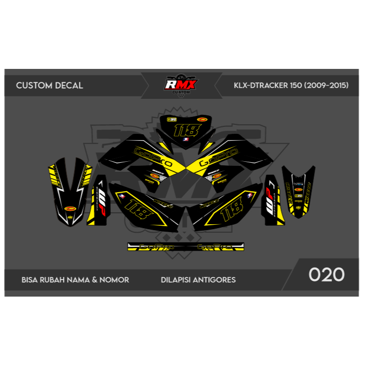DECAL STICKER KLX 150 S/L (020) DEKAL STIKER DTRACKER 150 LAMA FULLBODY 2009 2010 2011 2012 2013 201