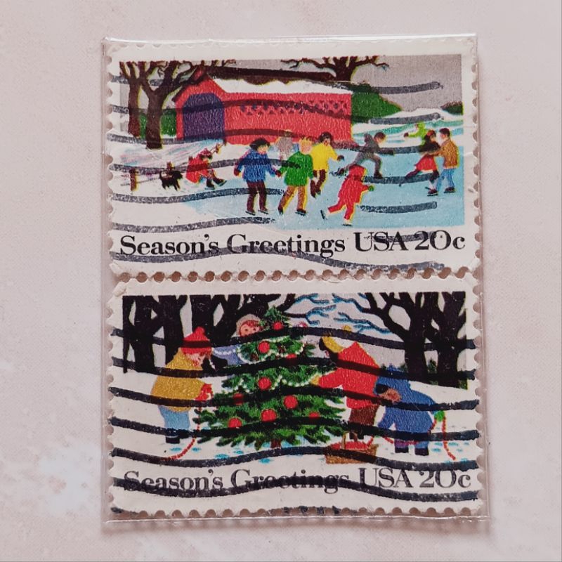 

(AB) Perangko Amerika Serikat Christmas 1982 Set 2 pcs Used