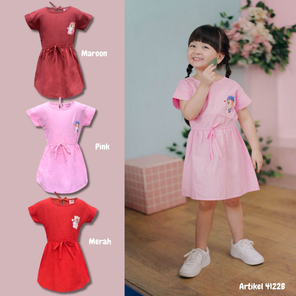 Two Mix - Baju Mini Dress Anak Perempuan Lebaran 2025 Usia 1-12 Tahun 4122B