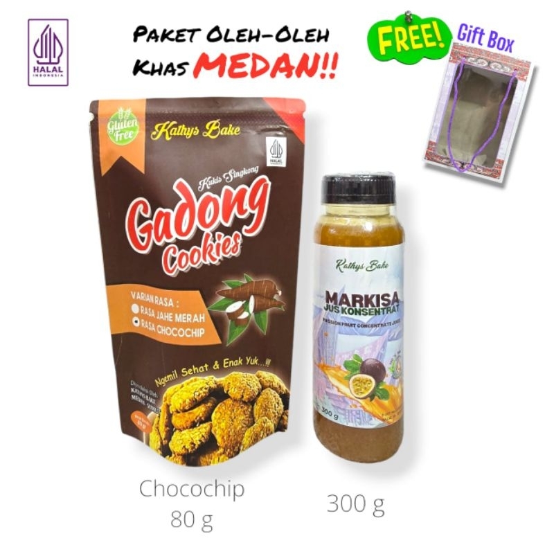 

PAKET OLEH-OLEH MEDAN FREE GIFT BOX/ISI: 1 BTL MARKISA JUS KONSENTRAT 300g & 1 POUCH GADONG COOKIES 80 g (DISARANKAN PAKE PENGIRIMAN REGULER UNTUK KEAMANAN PRODUK!!!)