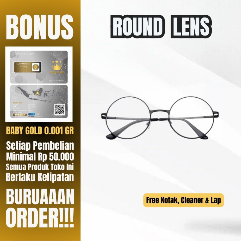 Kacamata Lensa Bulat Anti Radiasi Korea