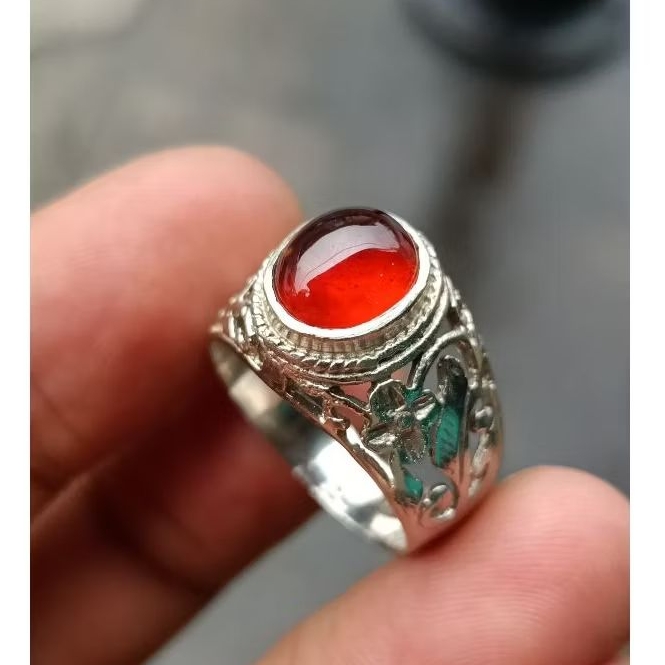 Cincin Batu akik hisonite GARNET black mamba super giwang original