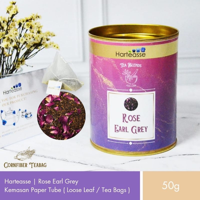 

Harteasse | Rose Earl Grey | Teh Hitam Earl Grey dengan Mawar | Kemasan Composite Plug | 25 Tea Bags (50gr)