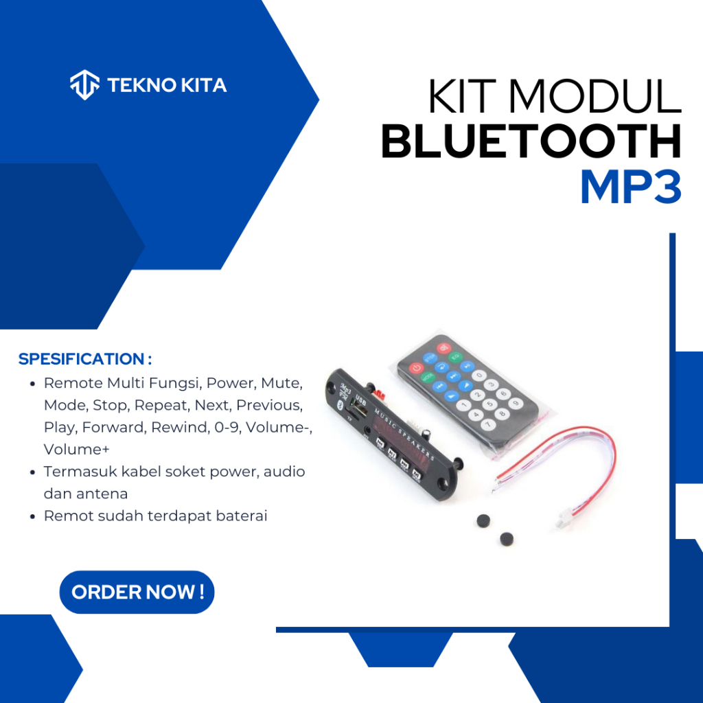 MODUL MP3 RAKITAN 12V - KIT MP3 PLAYER 12 VOLT BLUETOOTH AUX USB AUX BONUS REMOTE BERGARANSI