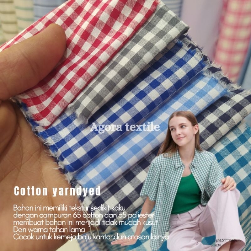 kain katun yarndyed | kain katun motif kotak kotak - katun yarndyed premium motif kotak