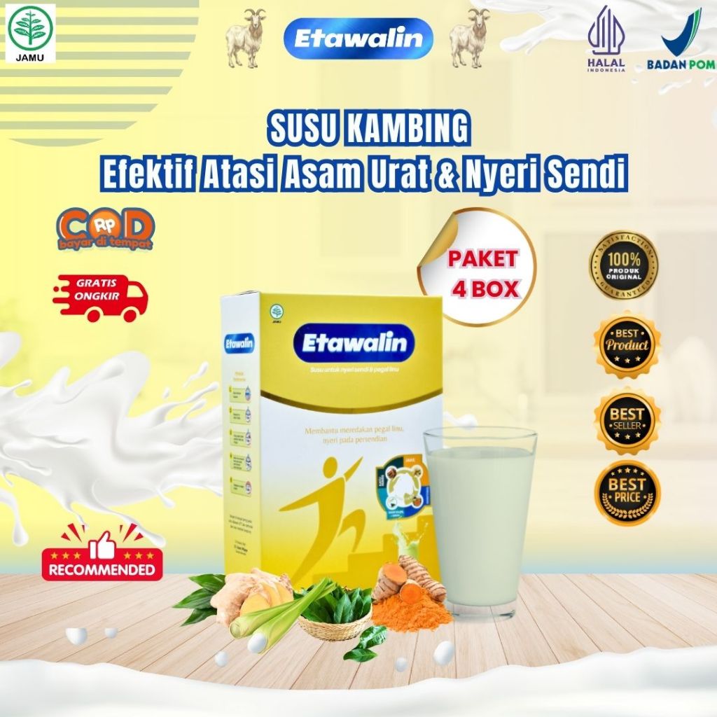 

Etawalin Susu Kambing Efektif Atasi Asam Urat & Nyeri Sendi Paket 4 Box