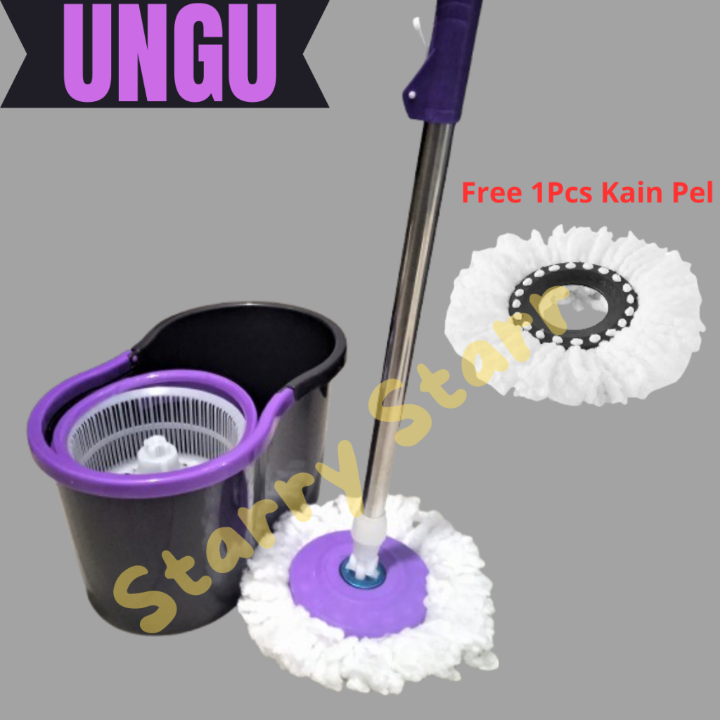 Set Alat Pel Lantai Spin Mop Pel Putar 360 Alat Pel Magic Ultra Pel Otomatis Pel Kantor Pel Rumah
