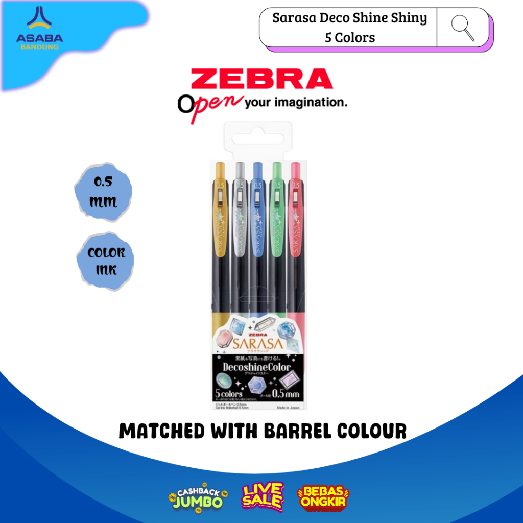 

Asaba Bandung - Zebra Sarasa Deco Shine DecoShine Shiny 5 Colors Set Limited Edition