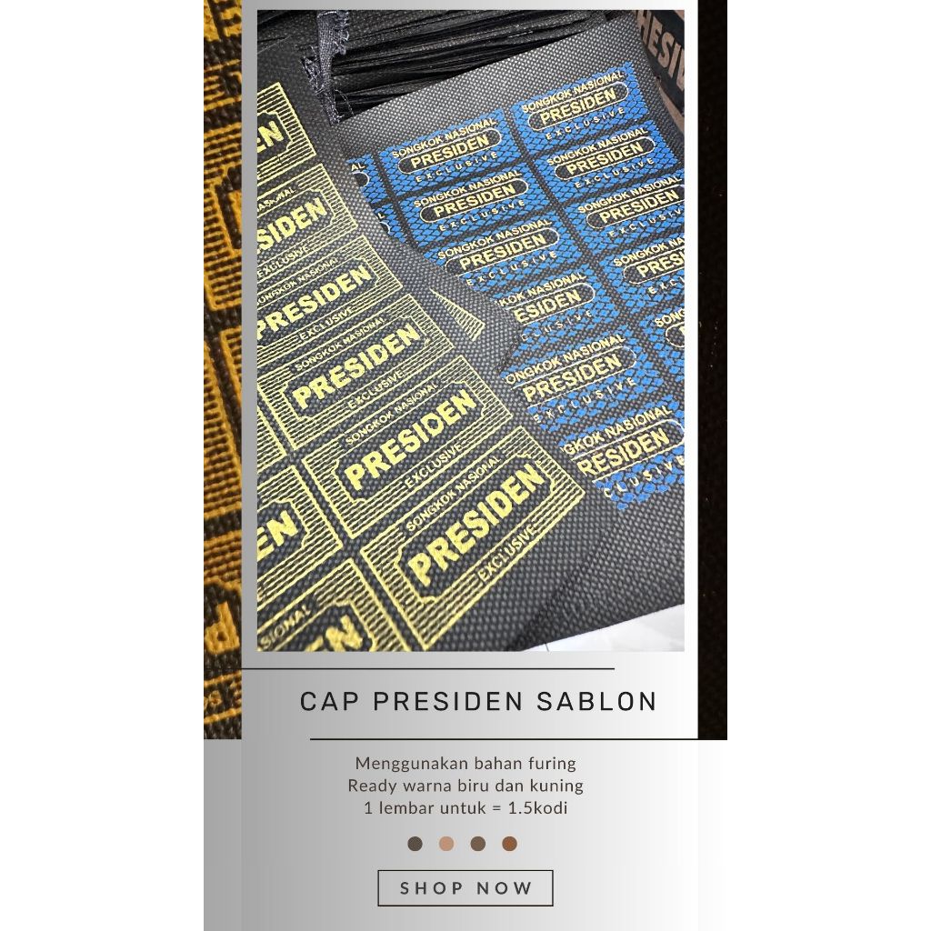 

Ecer Lembaran Label Sablon Furing Cap untuk Songkok