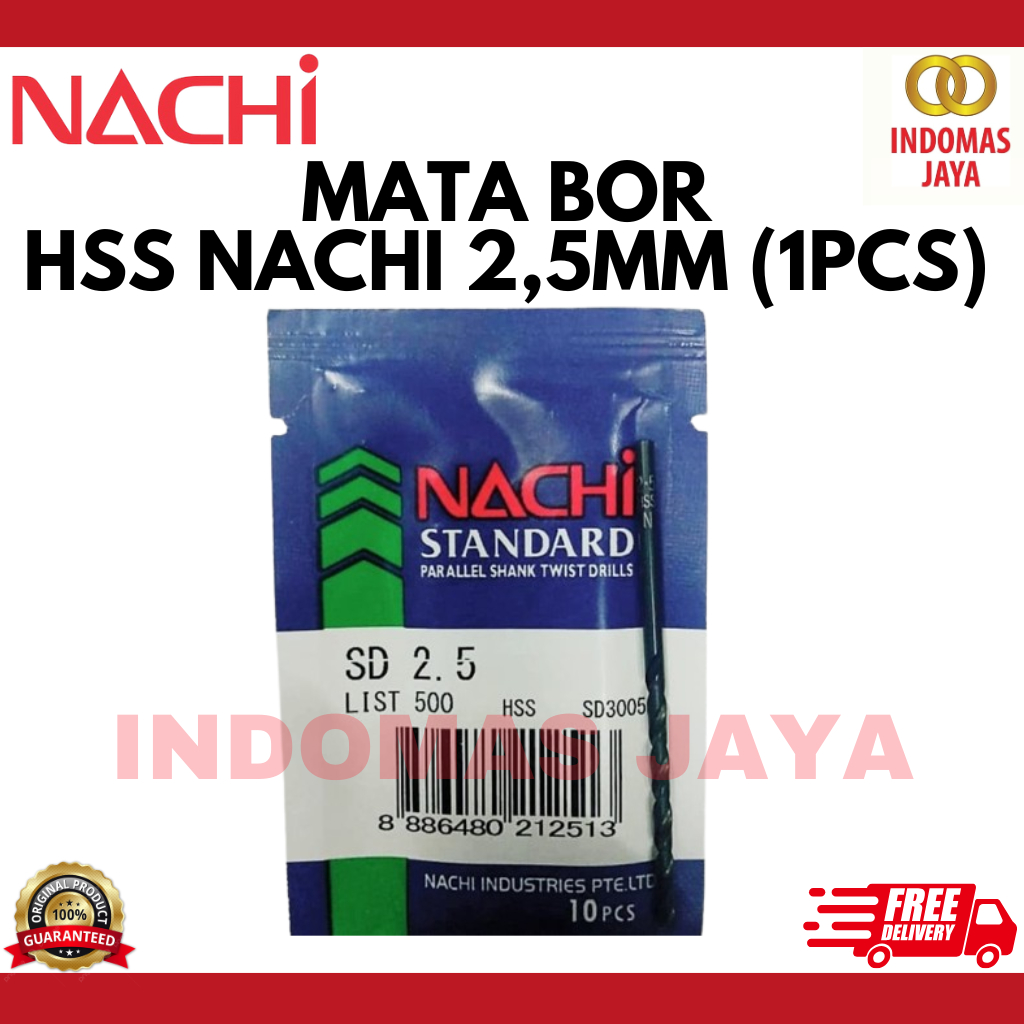 Nachi 2.5 MM Mata Bor Besi HSS - Nachi Mata Bor Besi HSS 2.5 MM @(1PCS)