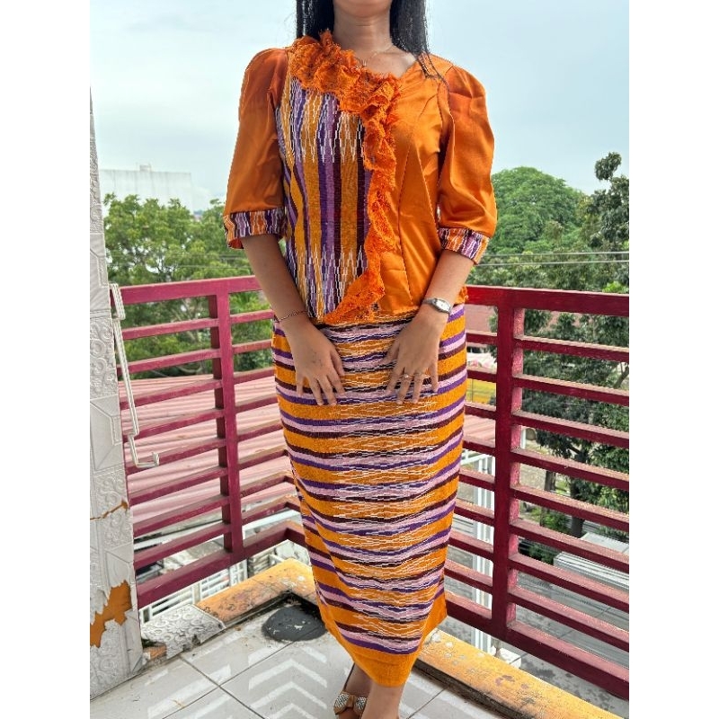 Set Tenun Etnik Ulos Sibolang Rasta - Setelan Batik Batak  By Miss Nauli