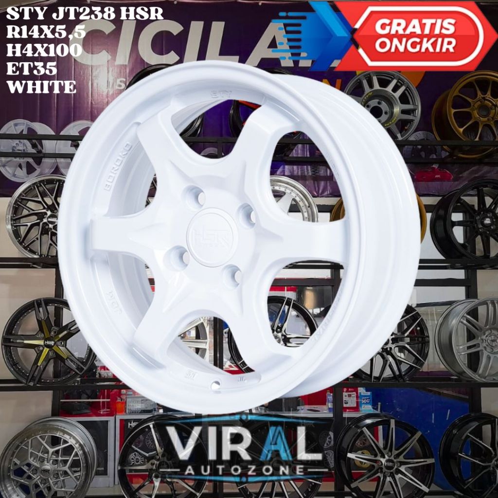 Velg Mobil Ring 14 HSR STY R14 LEBAR 5,5 LUBANG BAUT 4 ET35 WHITE / PUTIH